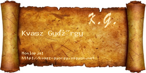 Kvasz György névjegykártya